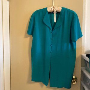 Vintage Teal Silk Top and Skirt